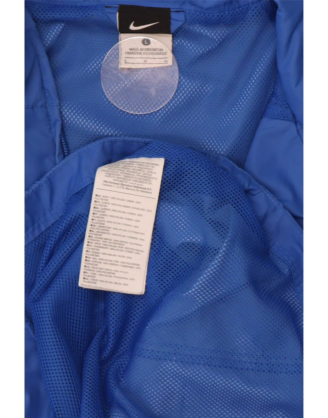 Nike - Chaqueta impermeable con capucha para hombre, talla 40, nailon azul grande