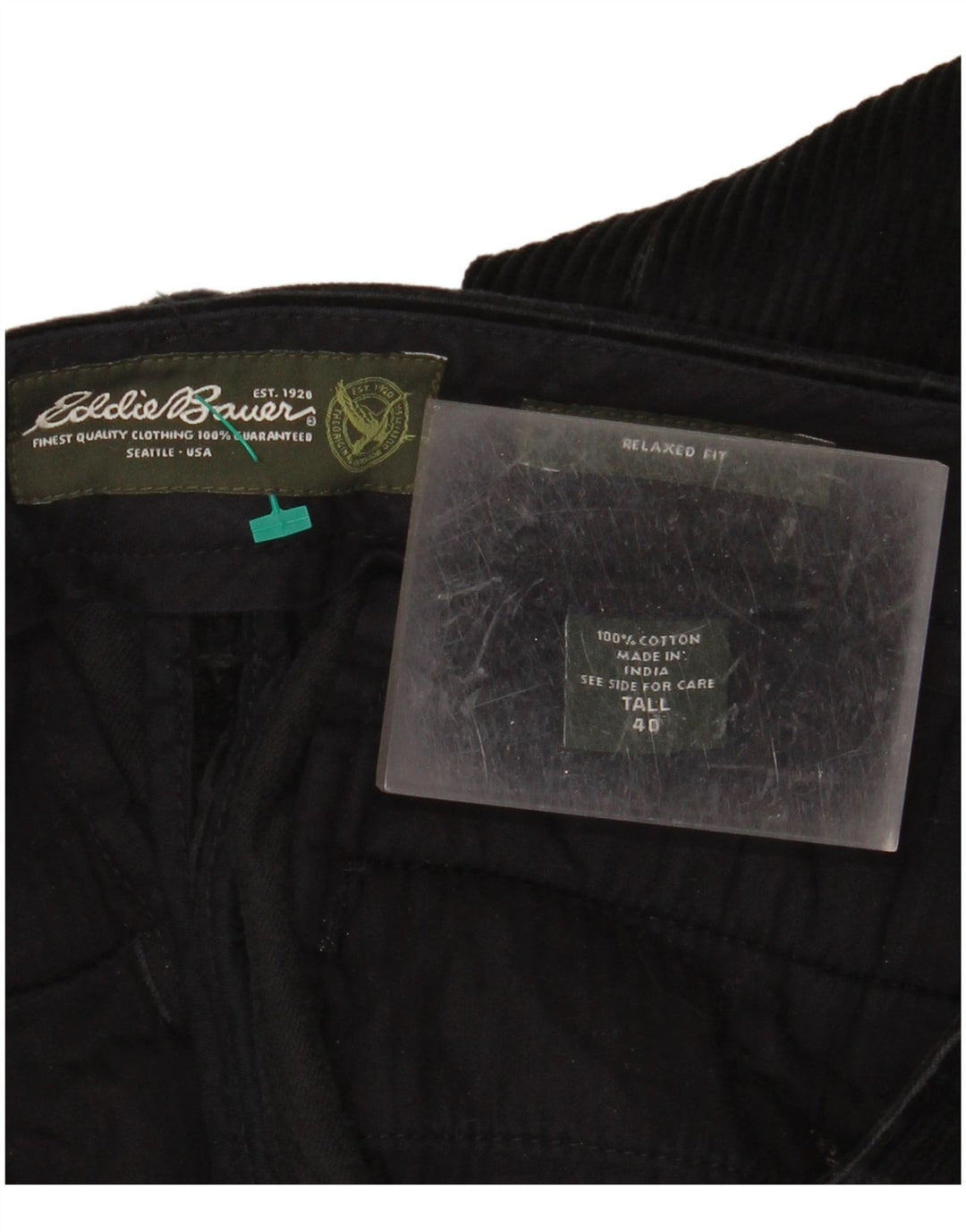 EDDIE BAUER Pantalones altos de pana con ajuste relajado para hombre W40 L34 Negro