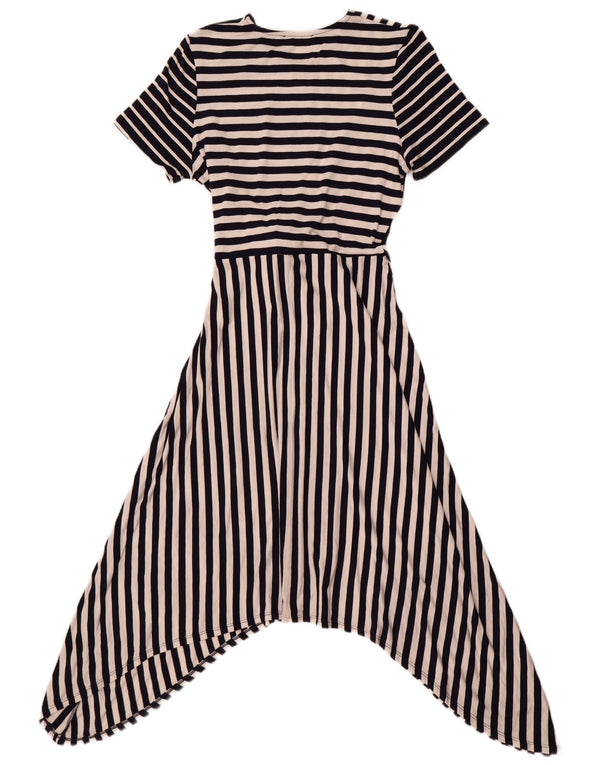 Oasis Vestido Asimétrico con Lazo Delantero para Mujer UK 40 Mediano Azul Marino A Rayas