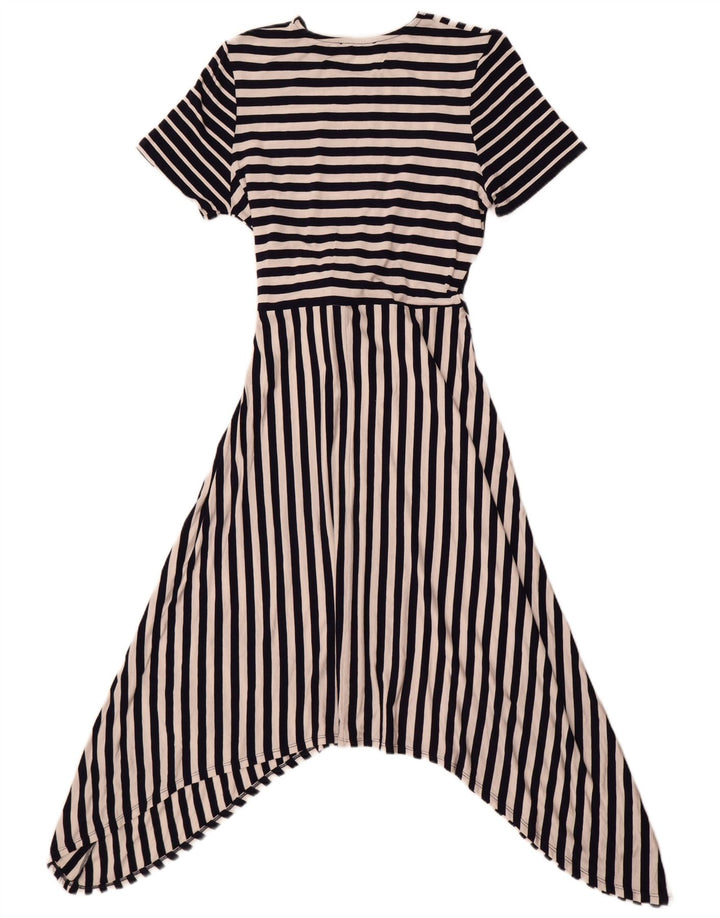 Oasis Vestido Asimétrico con Lazo Delantero para Mujer UK 40 Mediano Azul Marino A Rayas