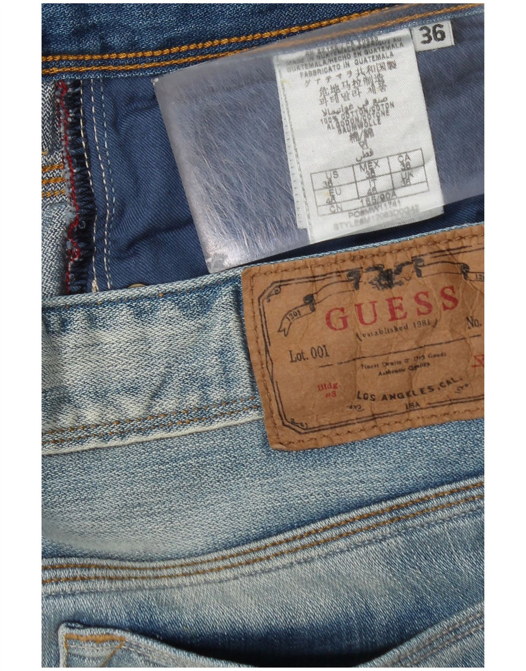 Guess Vaqueros Rectos Hombre W36 L34 Algodón Azul