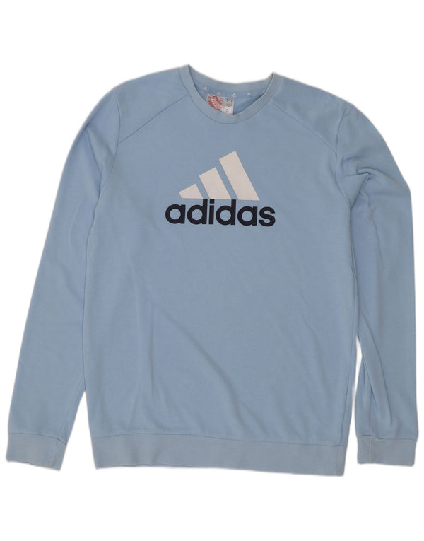 Adidas - Sudadera gráfica para niños, jersey, 15-16 años, algodón azul