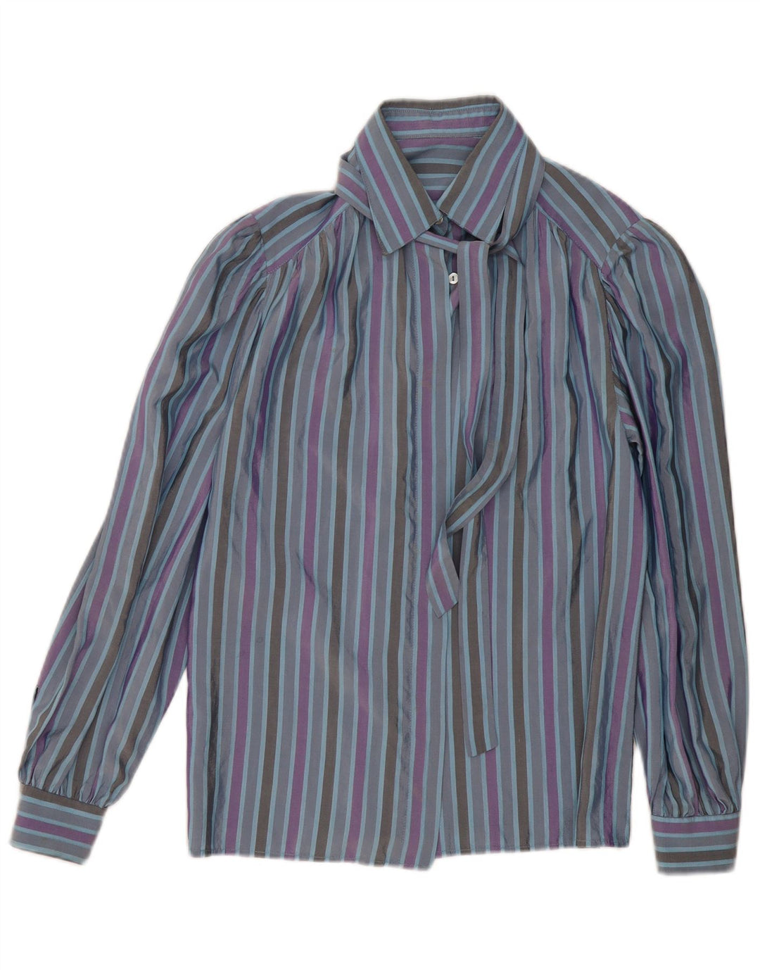 Vintage mujer camisa Reino Unido 16 grande multicolor rayas