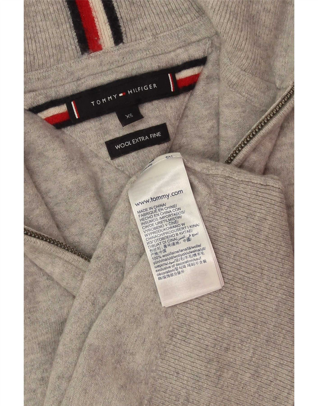 Tommy Hilfiger Jersey con cuello y cremallera para hombre XS Lana gris