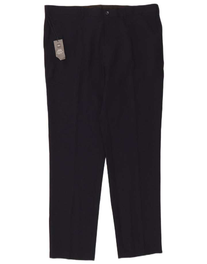 Marks & Spencer Pantalones chinos ajustados para hombre W40 L33 Poliéster azul marino