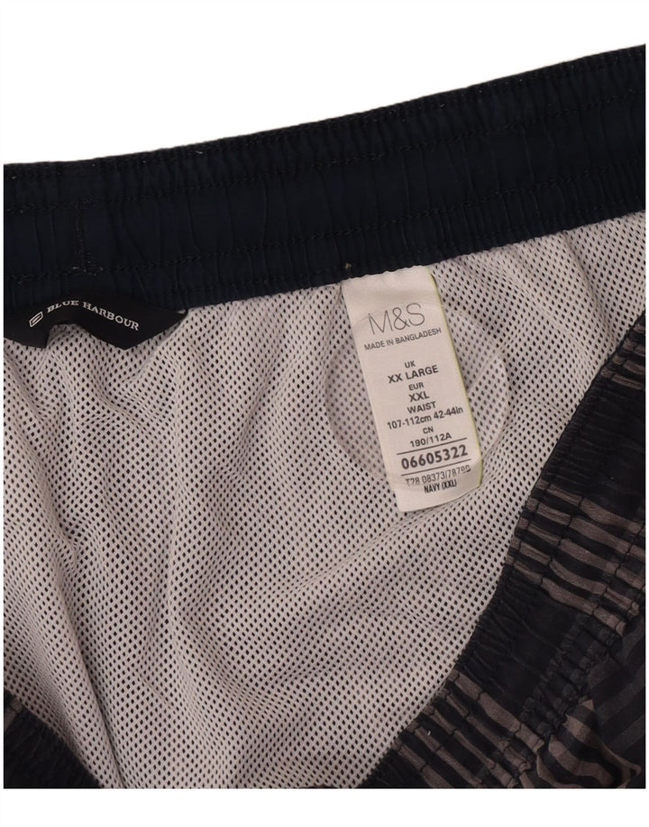 Marks & Spencer - Bañador tipo cargo para hombre, talla 2XL, algodón a cuadros, color azul marino