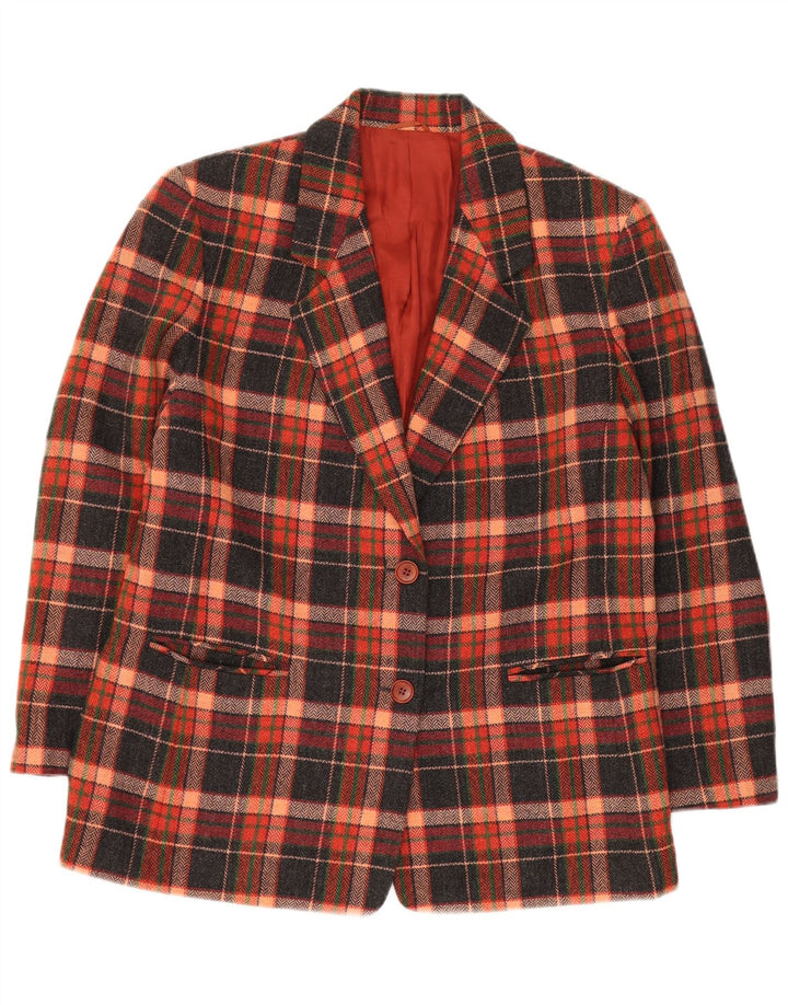 VINTAGE chaqueta blazer de 2 botones para mujer IT 47 cheque multicolor grande