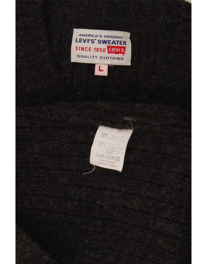 Levi's Jersey con cuello en V para hombre, talla grande, poliacrílico negro