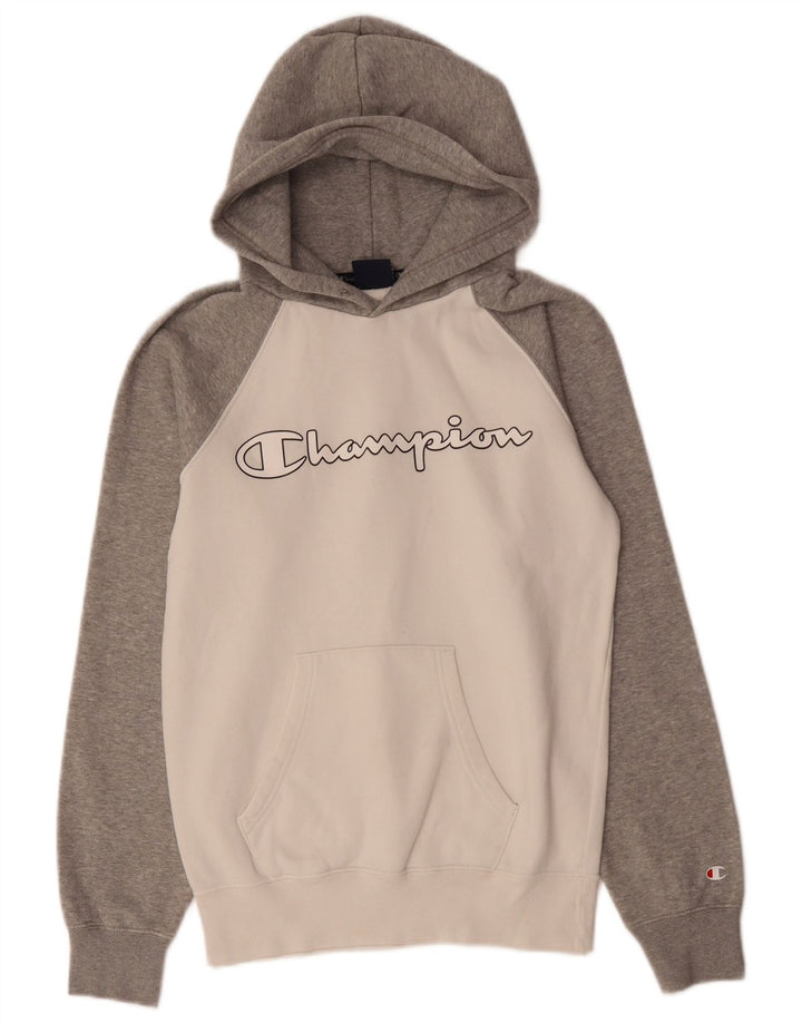 CHAMPION Jersey con capucha gráfica para hombre XS Gris Colorblock Algodón