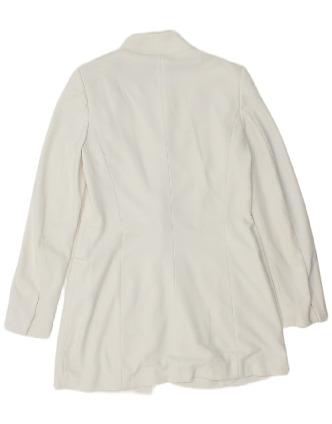 ZARA Chaqueta tipo blazer larga para mujer UK 40 Mediana Poliéster blanco