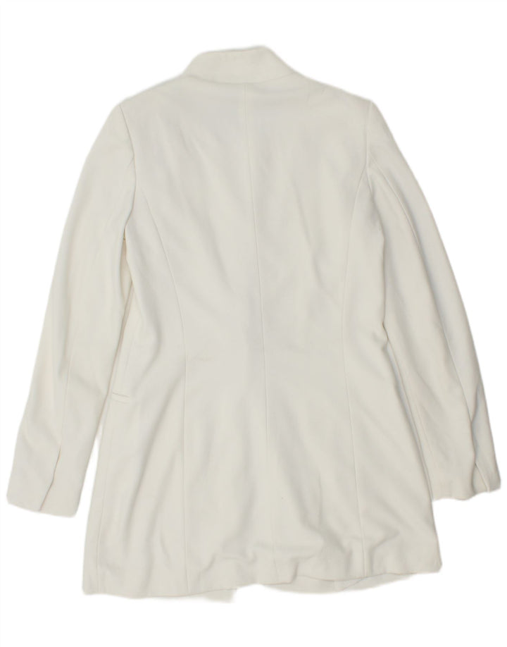 ZARA Chaqueta tipo blazer larga para mujer UK 40 Mediana Poliéster blanco