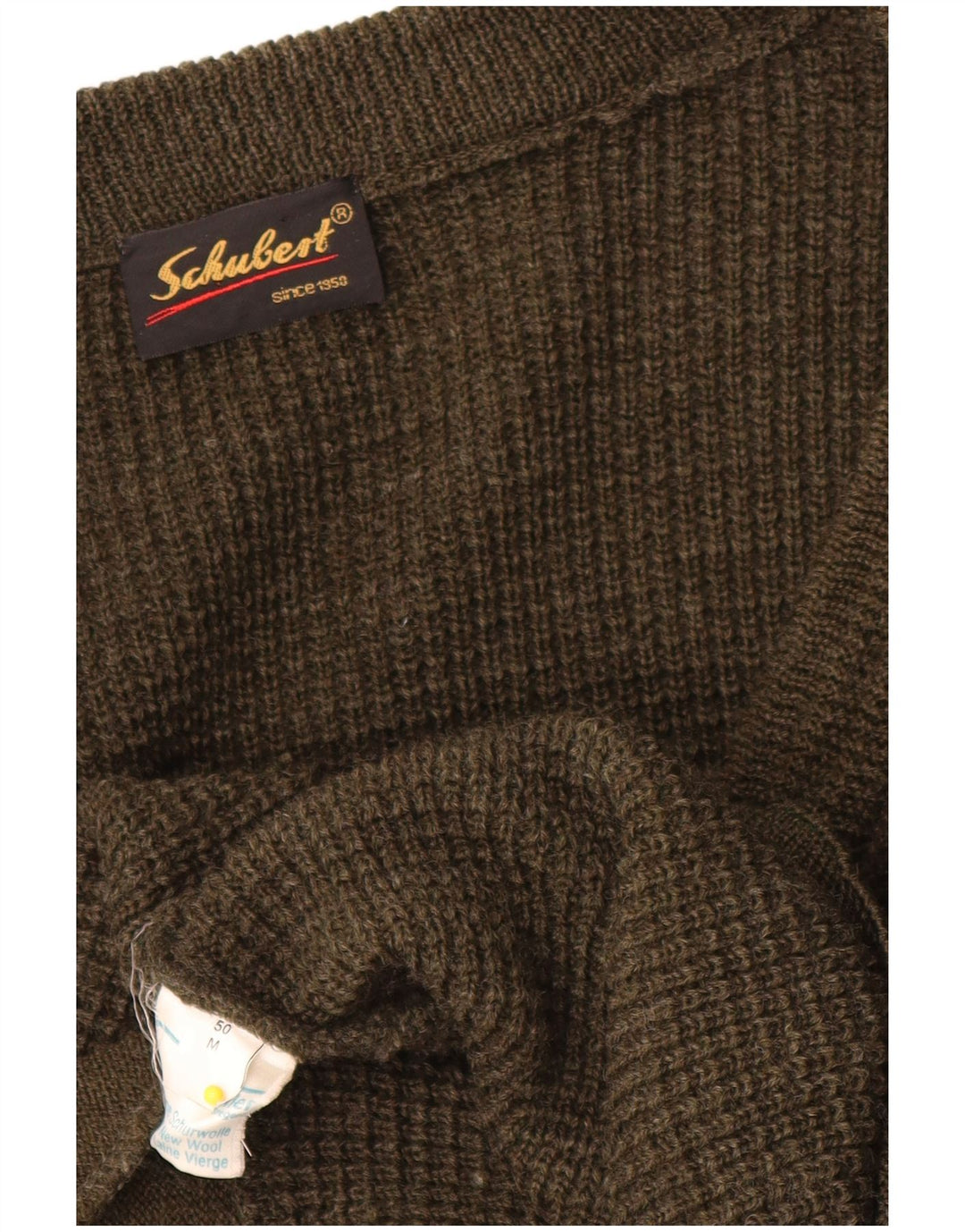 Vintage hombres Cardigan suéter IT 50 medio caqui nueva lana
