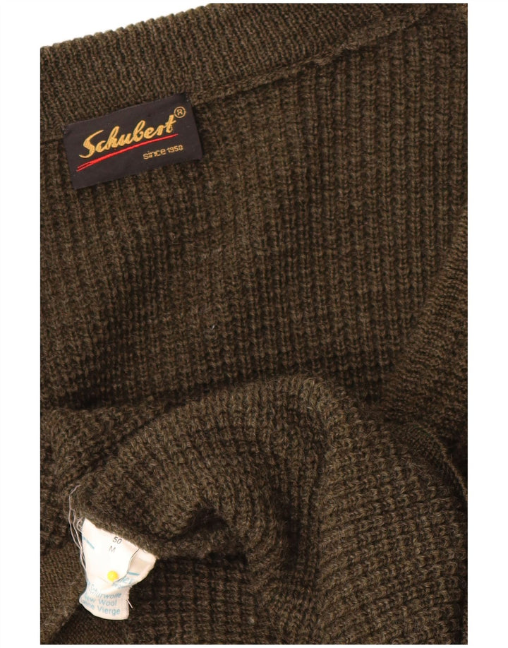 Vintage hombres Cardigan suéter IT 50 medio caqui nueva lana