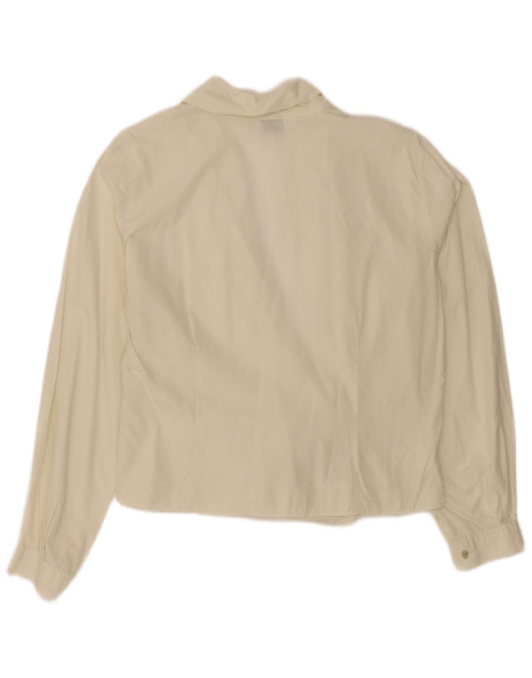 Blusa Kaos Mujer Crop Wrap Shirt UK 46 Grande Algodón Blanco