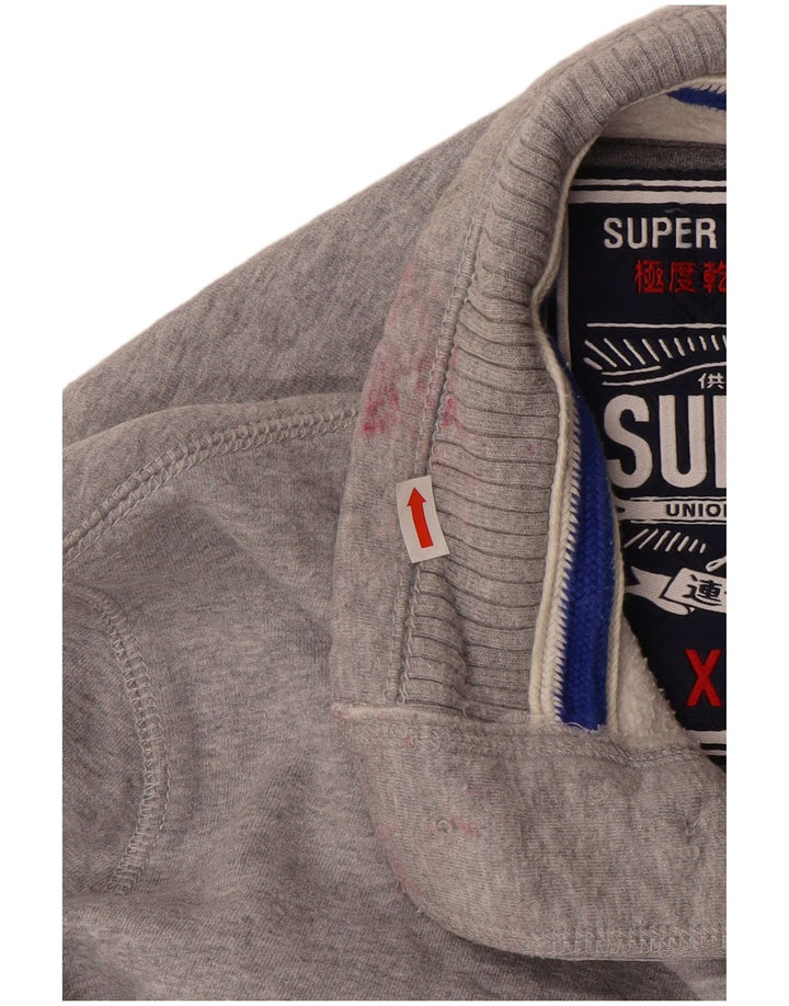 SUPERDRY Sudadera con cuello y botones gráficos para hombre Jumper 2XL Gris moteado