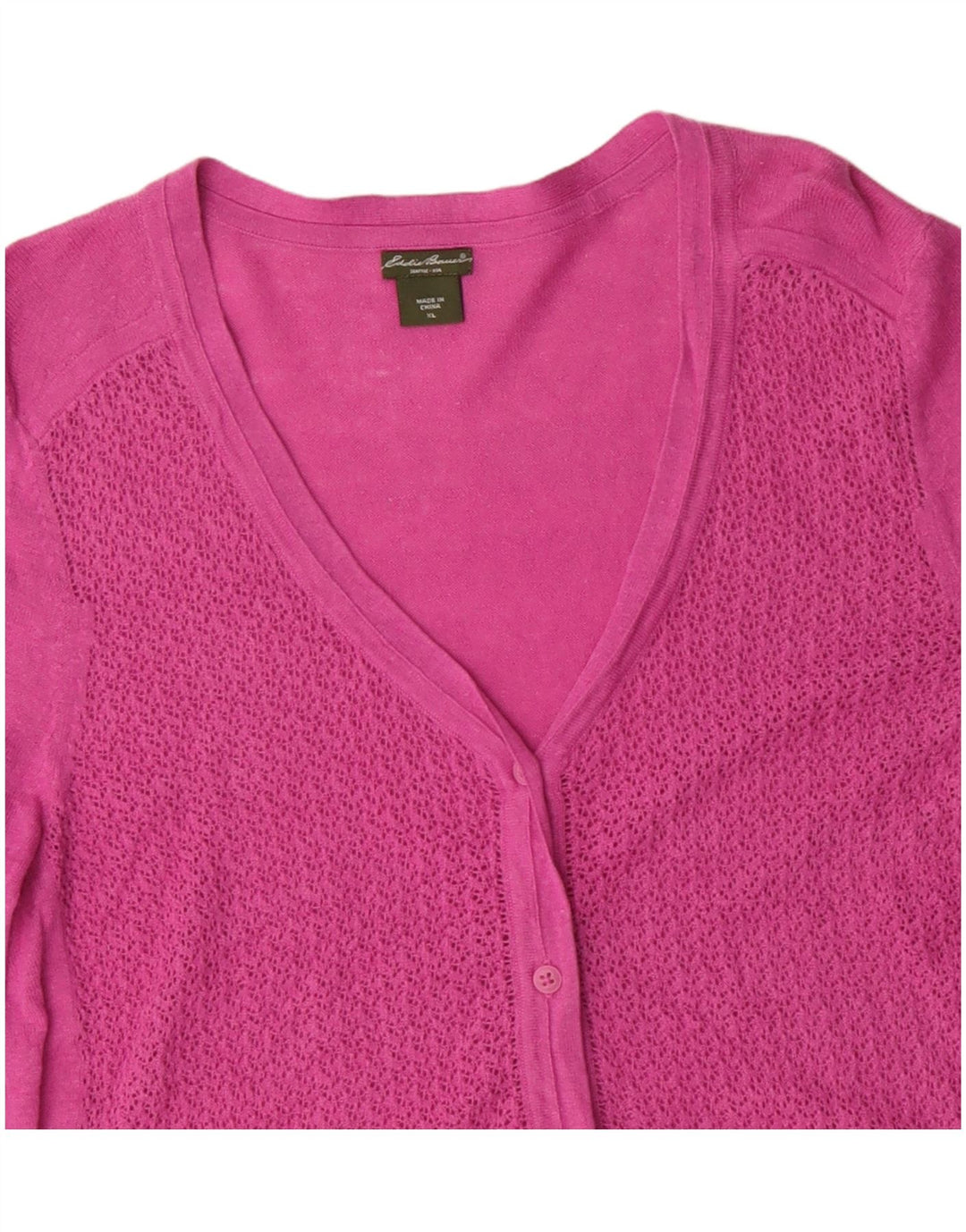 Eddie Bauer Suéter tipo cárdigan de manga 3/4 para mujer UK 18 XL Lino rosa