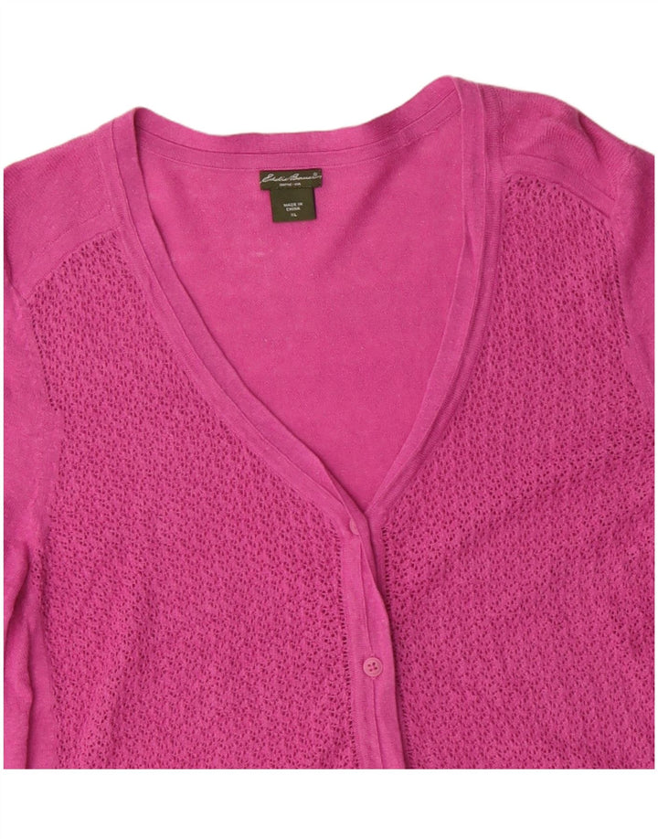 Eddie Bauer Suéter tipo cárdigan de manga 3/4 para mujer UK 18 XL Lino rosa