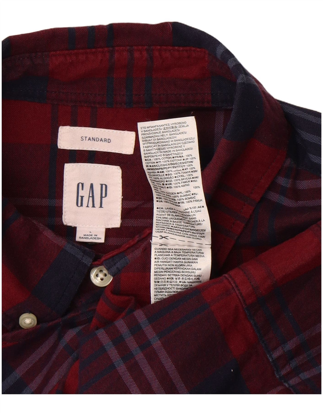 Camisa de franela de ajuste estándar estándar de algodón a cuadros rojos grandes de Gap para hombre
