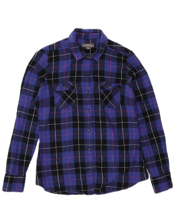 Eddie Bauer Camisa de franela para mujer UK 10 Small Purple Check Cotton