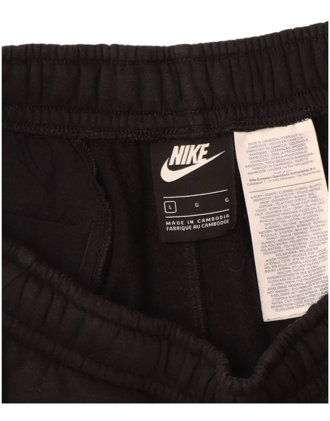 NIKE Pantalones cortos deportivos con gráficos para hombre, tamaño grande, algodón negro