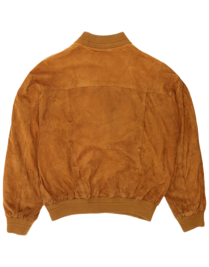 Vintage hombres ante bomber chaqueta IT 56 2XL cuero beige