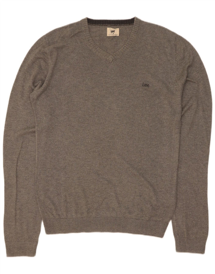 Lee Hombre Jersey Con Cuello En V De Viscosa Moteada Gris Medio