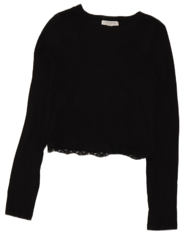 Topshop Top corto para mujer de manga larga UK 10 Small Black