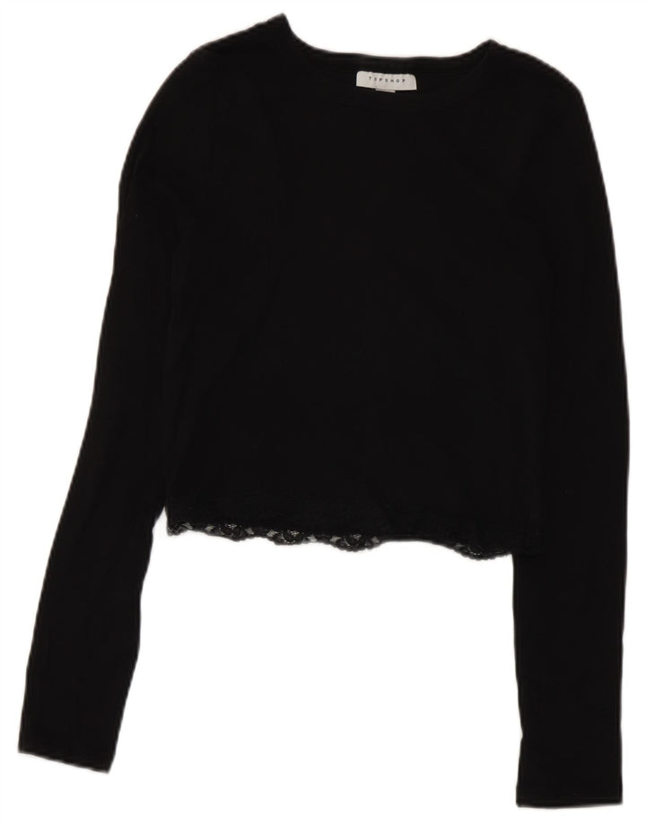 Topshop Top corto para mujer de manga larga UK 10 Small Black