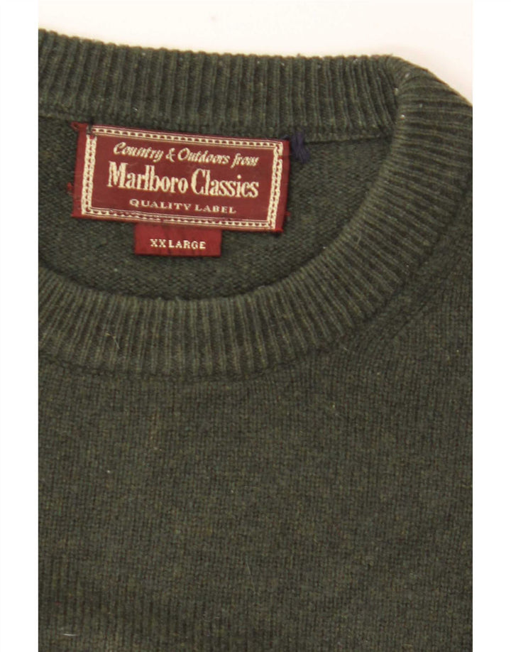 Marlboro Classics - Jersey de cuello redondo para hombre, talla 2XL, color caqui
