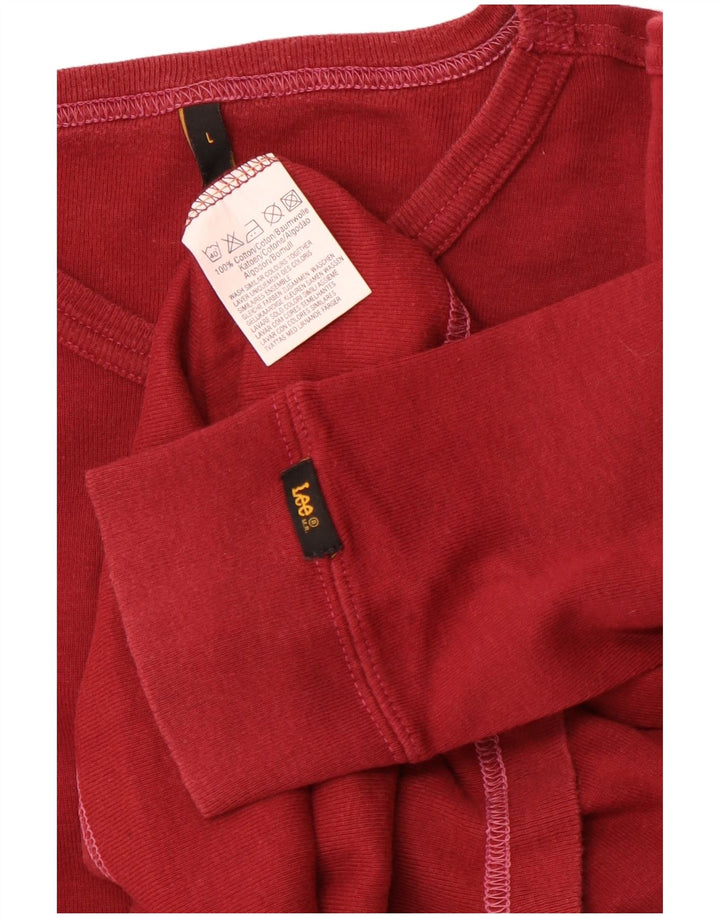 LEE Top Mujer Manga Larga UK 46 Grande Algodón Rojo