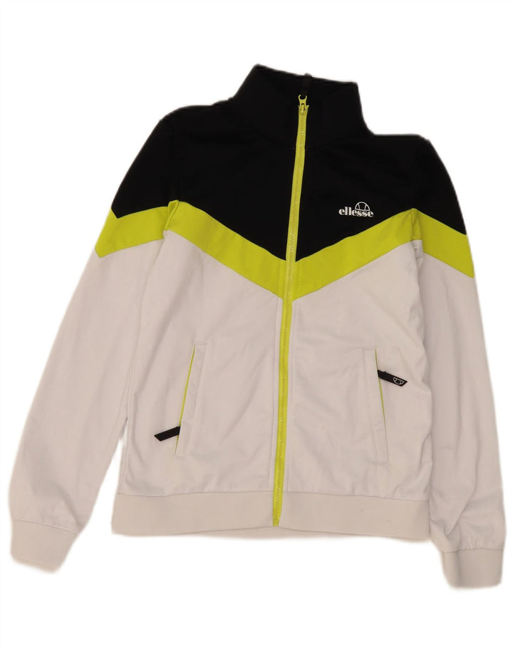 ELLESSE Boys Tracksuit Top Jacket 13-14 Years  White Colourblock Polyester