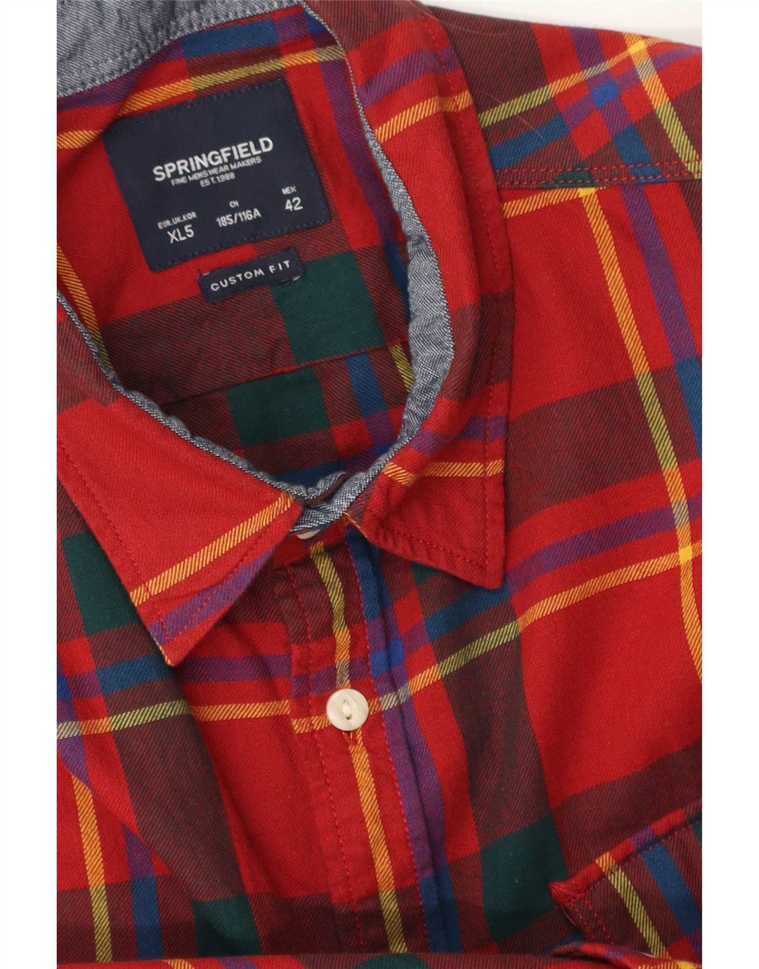 Springfield Camisa De Franela Custom Fit XL Cuadros Rojos Hombre