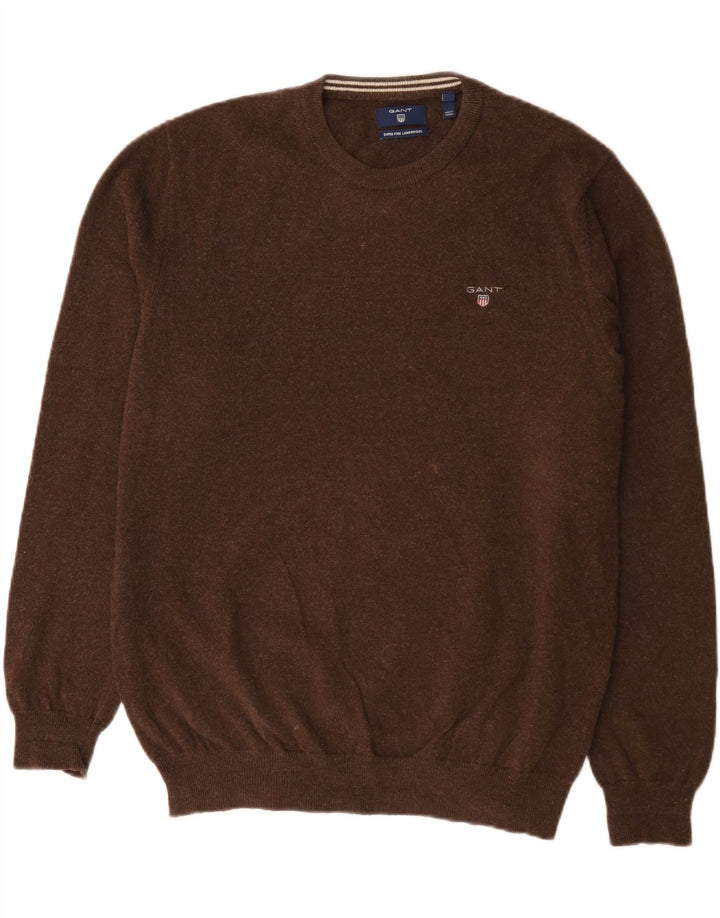 Gant Jersey De Cuello Redondo Para Hombre XL De Lana De Cordero Marrón