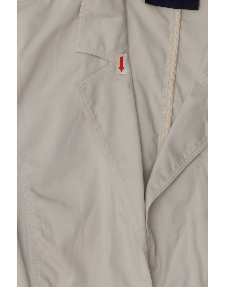 TRUSSARDI Chaqueta tipo blazer de 3 botones para mujer IT 40 Small White Cotton