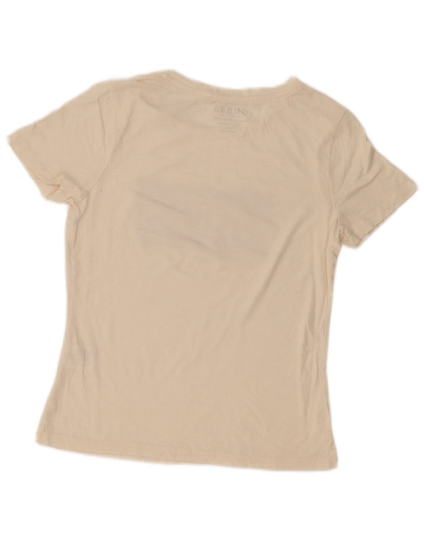 Guess Camiseta holgada con gráfico para mujer UK 10 Small Off White Cotton