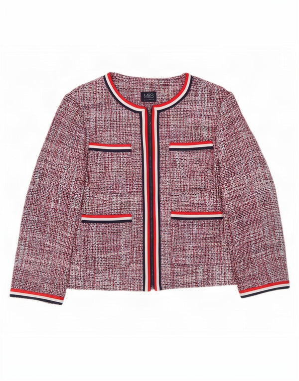 Marks & Spencer Chaqueta tipo blazer corta para mujer Reino Unido 12 Algodón moteado rojo mediano