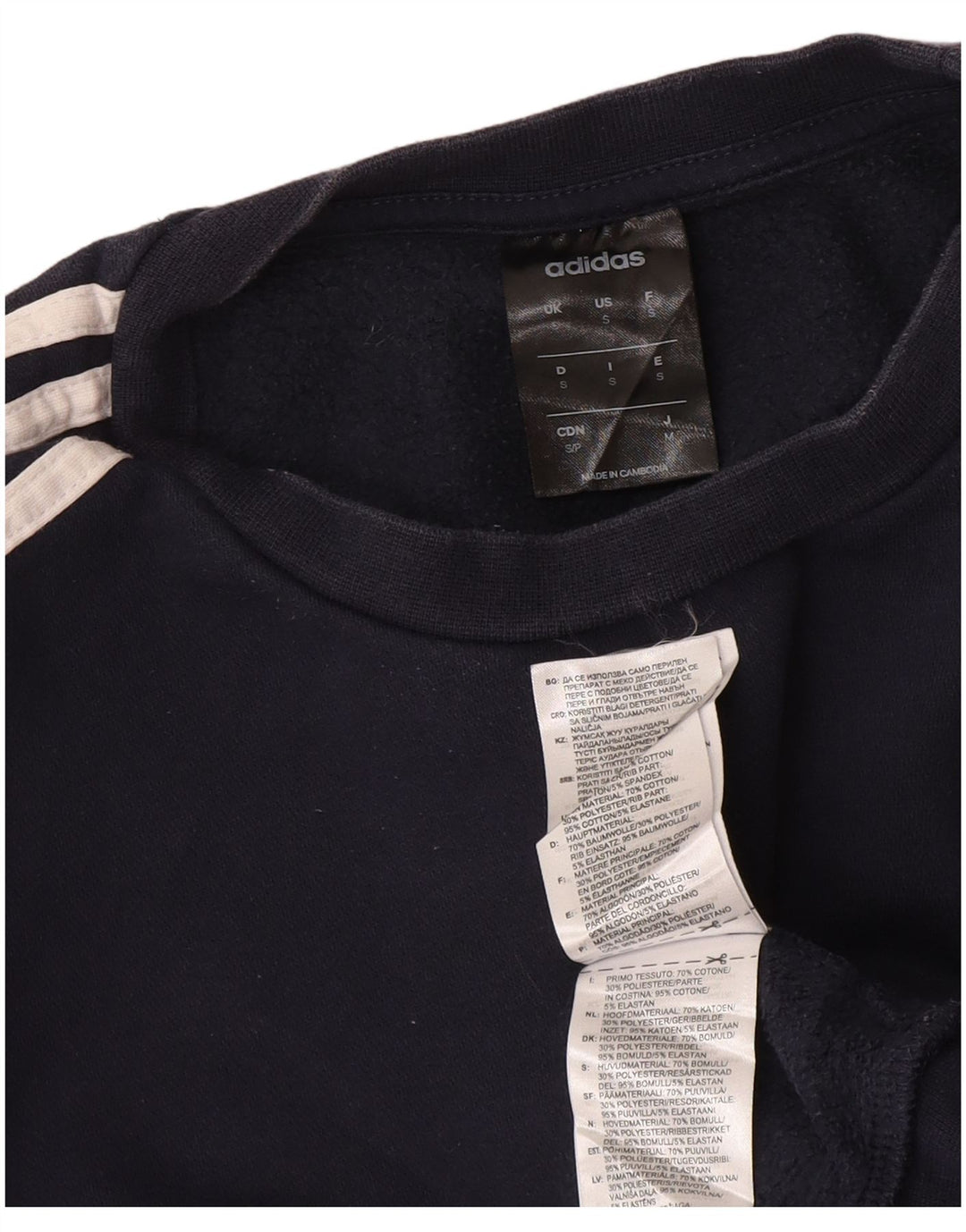 Adidas Hombre Sudadera Jumper Small Azul Marino Algodón