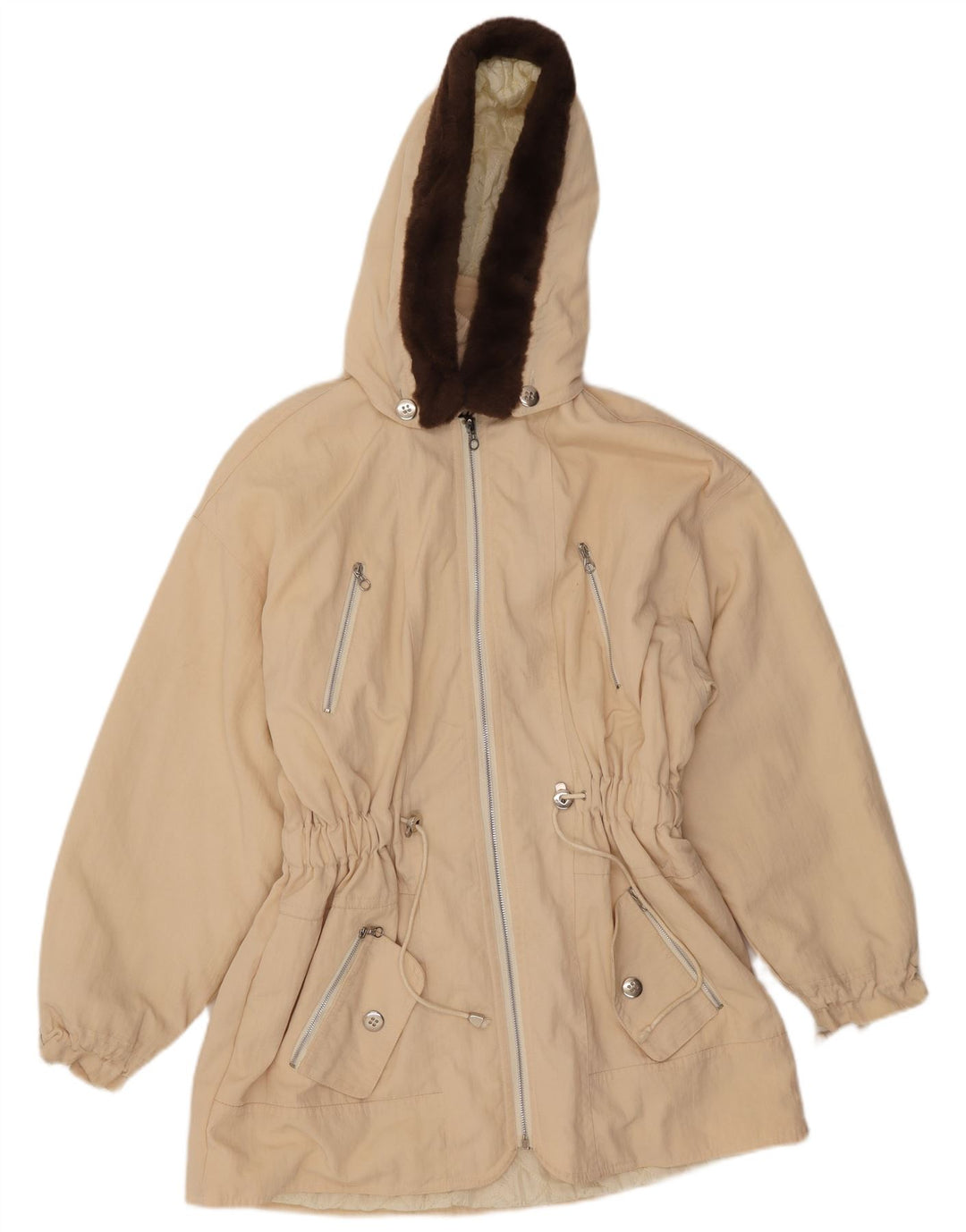 Chaqueta Parka con capucha vintage para mujer IT 42 Beige medio