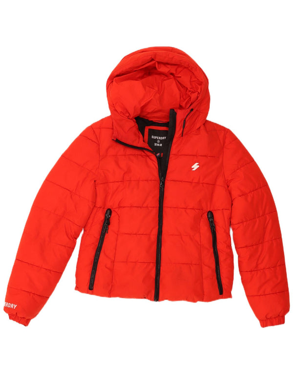 Superdry Chaqueta Acolchada Con Capucha Para Mujer UK 42 Poliéster Rojo Mediano