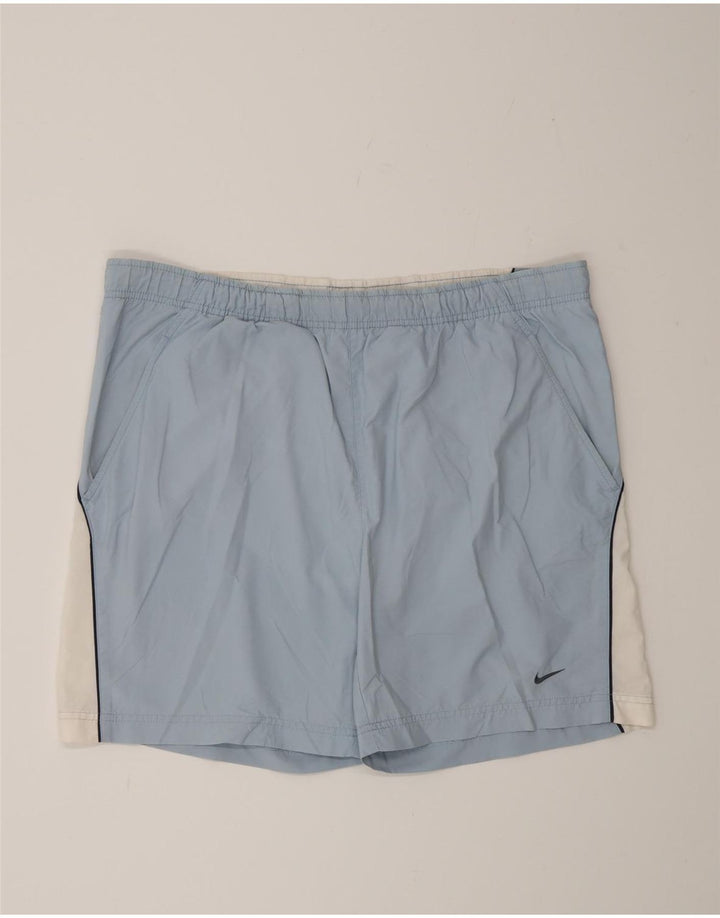Nike - Pantalones cortos deportivos para hombre, nailon color block, color azul, talla grande