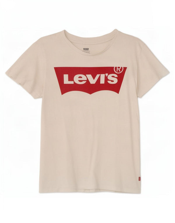 Levi's Camiseta gráfica para mujer Top UK 10 Small White Cotton