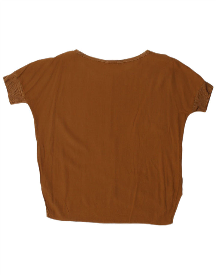 Zara Mujer Blusa Asimétrica Top UK 44 Marrón Medio