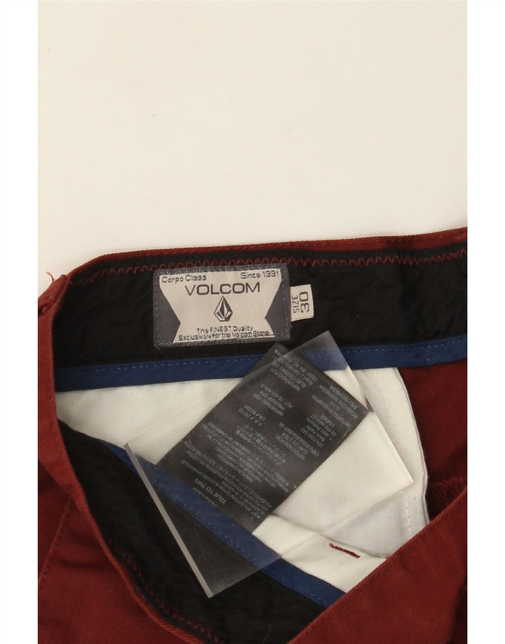 VOLCOM Pantalones cortos chinos para hombre W30 Algodón burdeos medio