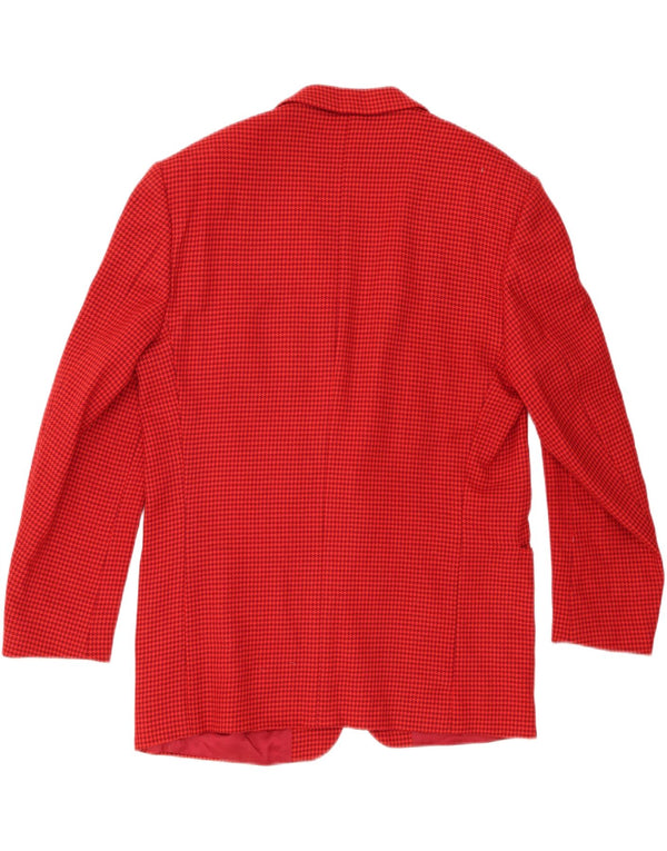 Vintage hombres 2 botones Blazer chaqueta IT 52 XL lana de pata de gallo roja