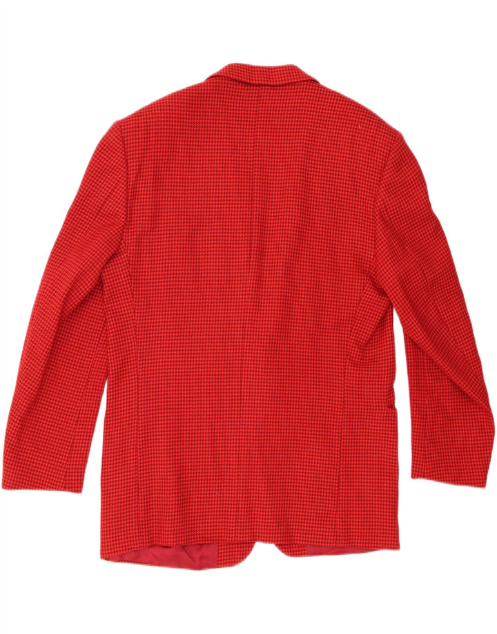 Vintage hombres 2 botones Blazer chaqueta IT 52 XL lana de pata de gallo roja