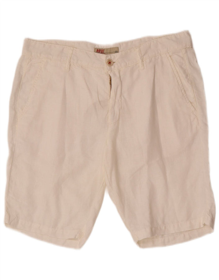 Pantalones cortos chinos Rifle para hombre W32 lino blanco mediano