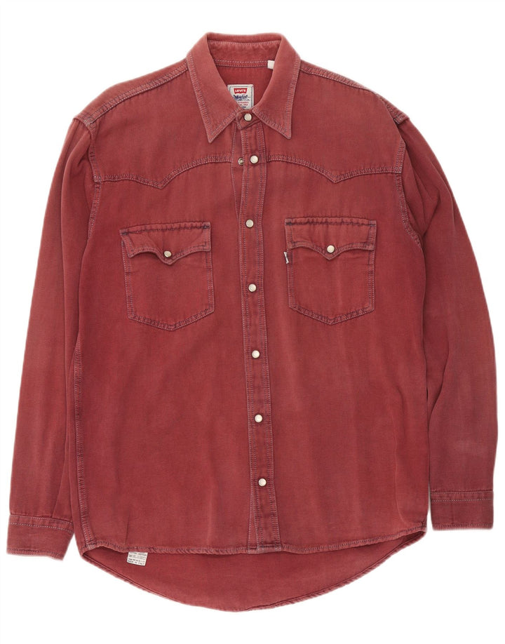 Camisa Levi's Hombre Western Algodón Burdeos Medio