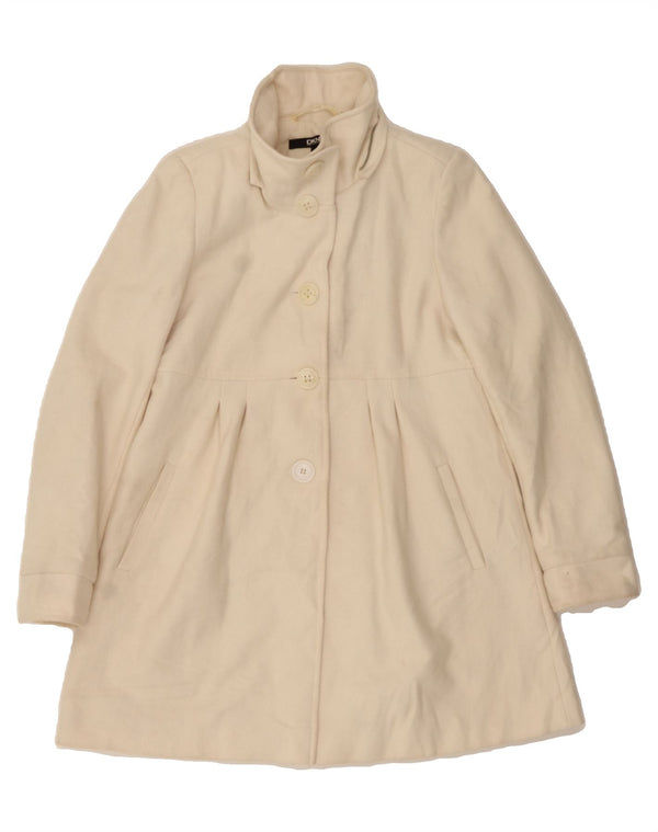 DKNY Womens Overcoat US 8 Medium Off White Polyester