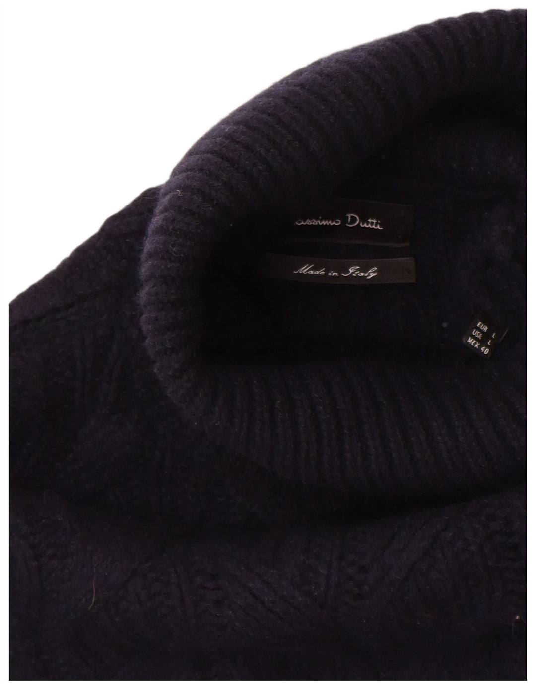 Massimo Dutti Hombre Jersey Cuello Vuelto Jersey Large Lana Azul Marino