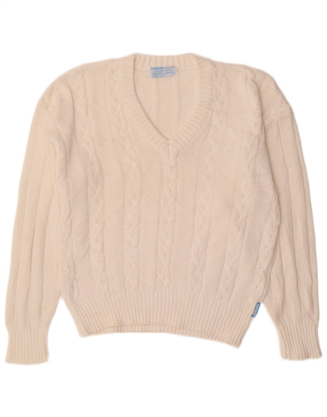 CARRERA Jersey con Cuello en V para Hombre Small White Cotton